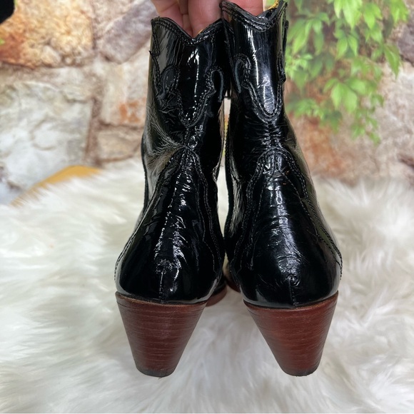 FREE PEOPLE Black Patent Leather Western Ankle Boots, 37 - Picture 8 of 13